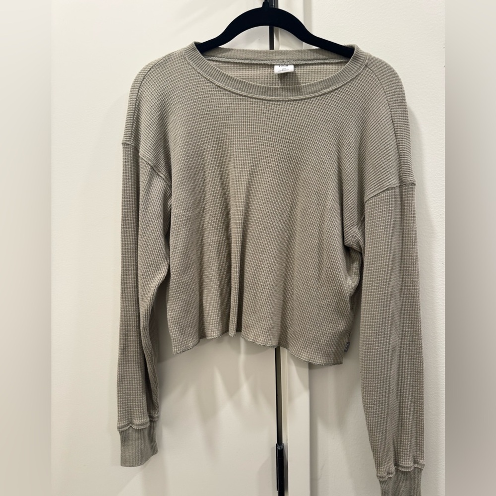 TNA Taupe / Olive Green Cropped Sweatshirt